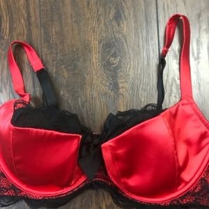 40DD Cacique red/blk lace light line underwire bra